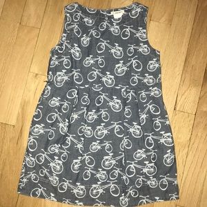 Crewcuts Size 4 chambray dress bicycle print
